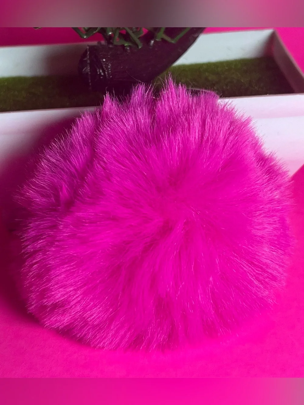 Magenta Puffball Keychain, Keychain, Women& Girls accessories, Pom Pom